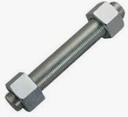 STAINLESS STEEL THREADED ROD, M14 × 70 MM, STUD: ASTM A193 B8, WITH 2 HEXAGONAL NUTS ASTM A194 GR B8